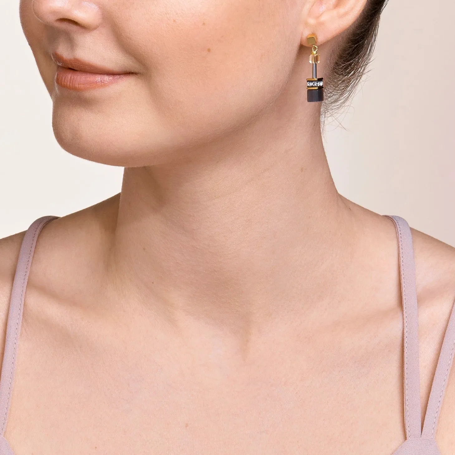 COEUR DE LION Ohrhänger-Geocube® Ohrringe Grau-Gold