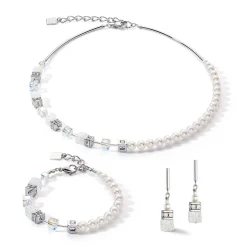 COEUR DE LION Edelsteinohrringe-Geocube® Precious Fusion Pearls Ohrringe Weiß