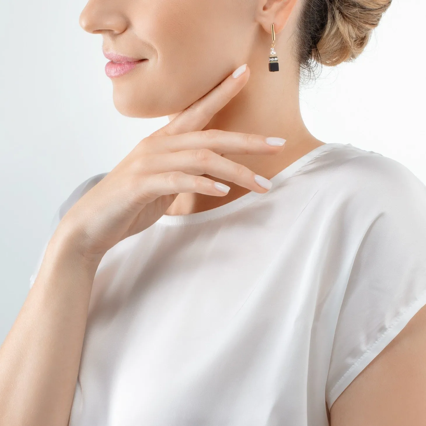 COEUR DE LION Edelsteinohrringe-Geocube® Precious Fusion Pearls Ohrringe Schwarz-Gold