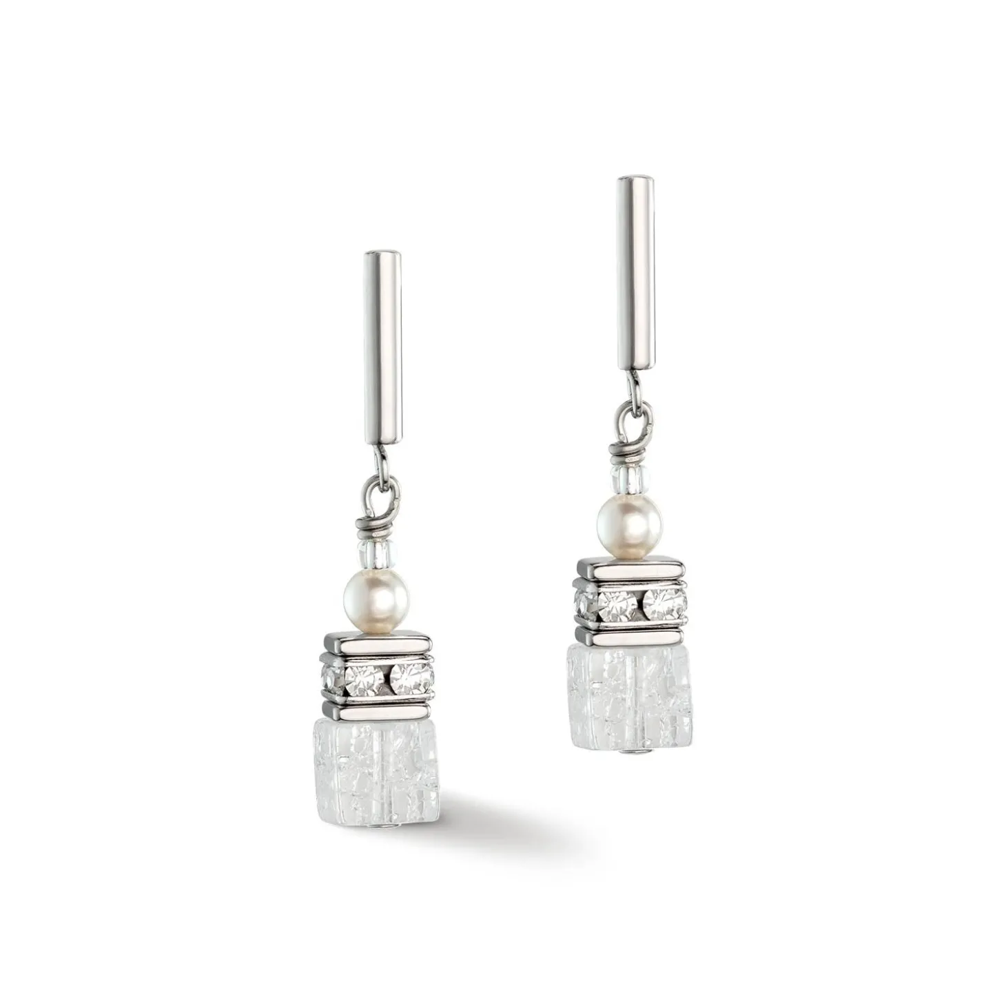 COEUR DE LION Ohrstecker-Geocube® Precious Fusion Pearls Ohrringe Weiß