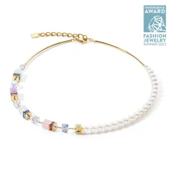 COEUR DE LION Perlenketten-Geocube® Precious Fusion Pearls Halskette Mehrfarbig Pastell