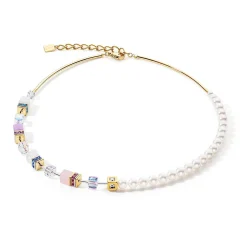 COEUR DE LION Perlenketten-Geocube® Precious Fusion Pearls Halskette Mehrfarbig Pastell
