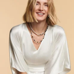 COEUR DE LION Kristallhalsketten-Geocube® Precious Fusion Pearls Halskette Schwarz-Gold
