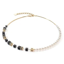 COEUR DE LION Geocube® Halsketten-Geocube® Precious Fusion Pearls Halskette Schwarz-Gold