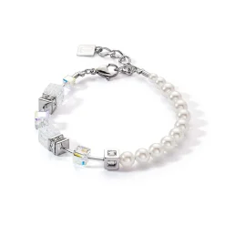 COEUR DE LION Hochzeit-Geocube® Precious Fusion Pearls Armband Weiß