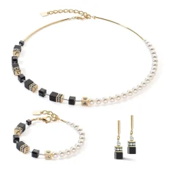 COEUR DE LION Perlenarmbänder-Geocube® Precious Fusion Pearls Armband Schwarz-Gold