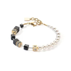 COEUR DE LION Edelsteinarmbänder-Geocube® Precious Fusion Pearls Armband Schwarz-Gold