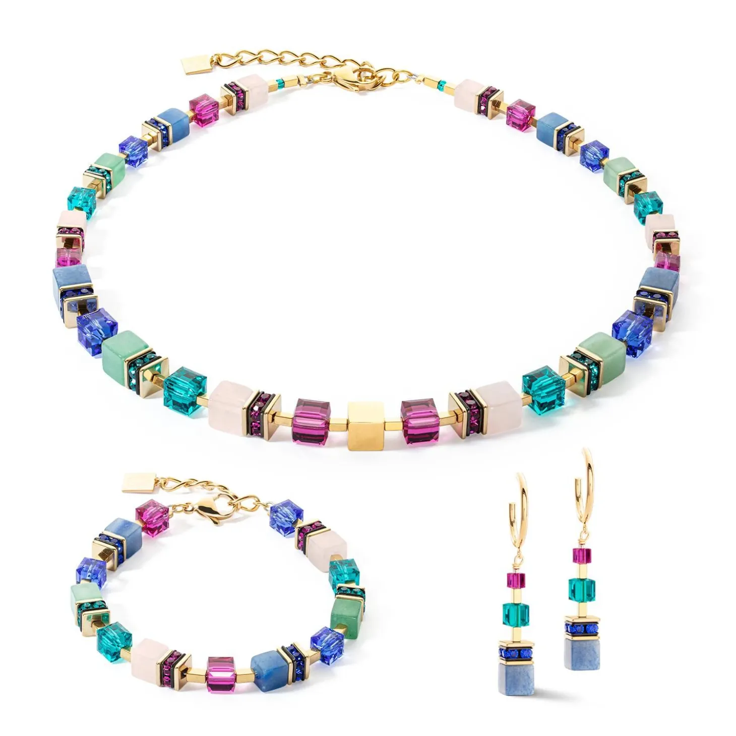 COEUR DE LION Geocube® Ohrringe-Geocube® Precious Statement Ohrringe Gold-Mehrfarbig