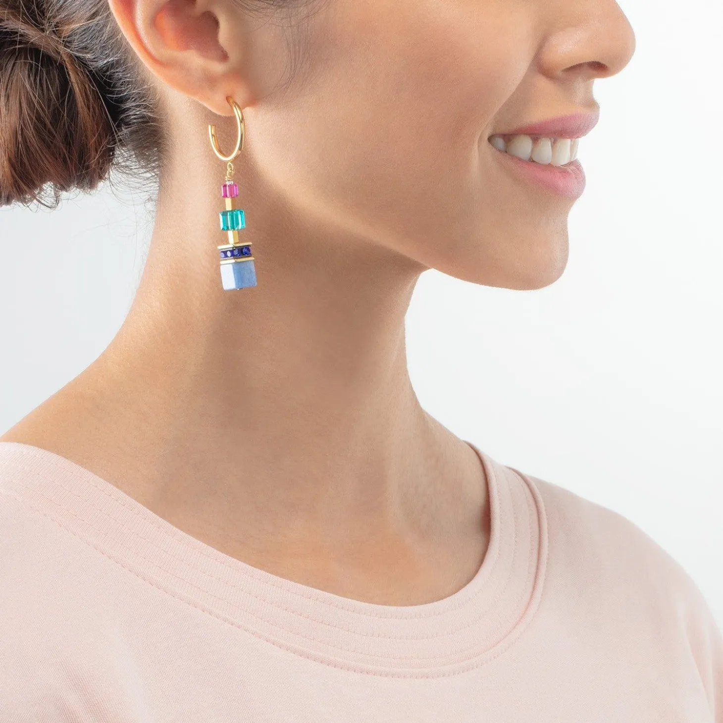 COEUR DE LION Ohrstecker-Geocube® Precious Statement Ohrringe Gold-Mehrfarbig