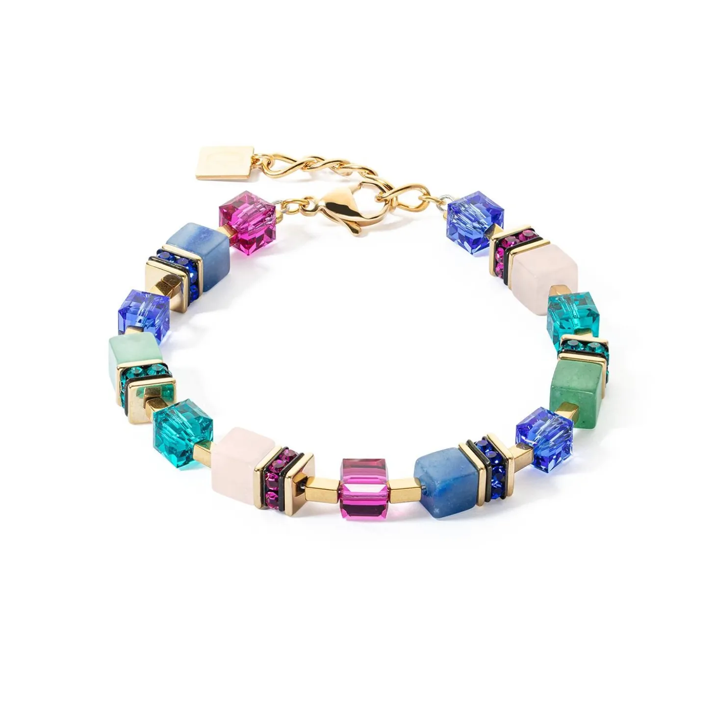 COEUR DE LION Geocube® Echtstein-Geocube® Precious Statement Armband Gold-Mehrfarbig