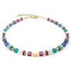 COEUR DE LION Echter Stein-Geocube® Precious Statement Halskette Gold-Mehrfarbig