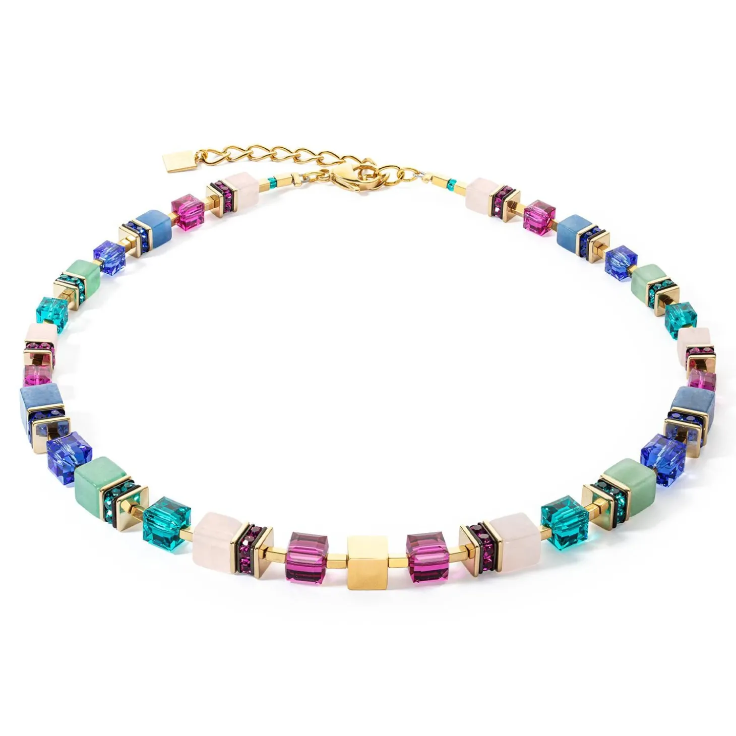 COEUR DE LION Echter Stein-Geocube® Precious Statement Halskette Gold-Mehrfarbig