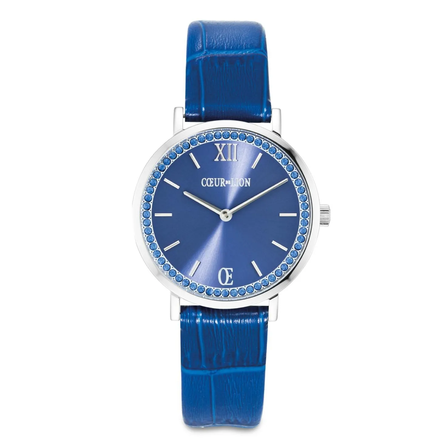 COEUR DE LION Uhren-Geschenkset: Uhr Round Sparkling Sunray Royal Blue & Geocube® Iconic Lite Armband Blau