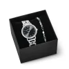 COEUR DE LION Uhren-Geschenkset: Uhr rund, funkelnd, geheimnisvoll, schwarz-silbern und Prinzessinnen-Form-Mix-Armband, schwarz-weiß