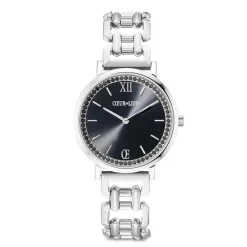 COEUR DE LION Uhren-Geschenkset: Uhr rund, funkelnd, geheimnisvoll, schwarz-silbern und Prinzessinnen-Form-Mix-Armband, schwarz-weiß