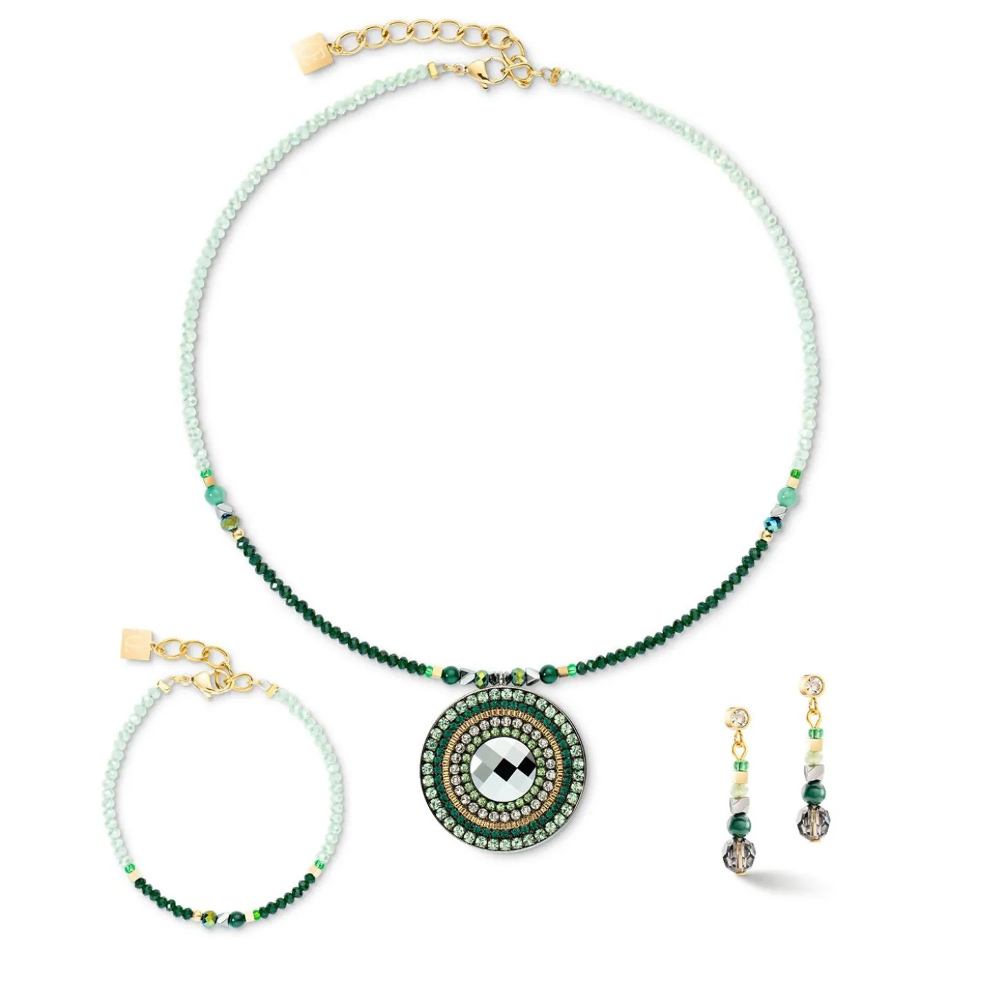 COEUR DE LION Halsketten mit Anhänger-Halskette Amulett Glamouröses Grüngold