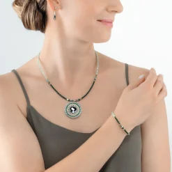 COEUR DE LION Halsketten mit Anhänger-Halskette Amulett Glamouröses Grüngold