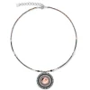COEUR DE LION Halsketten mit Anhänger-Halskette Amulett Kleine Kristalle & Gestreifter Onyx Grau-Kristall