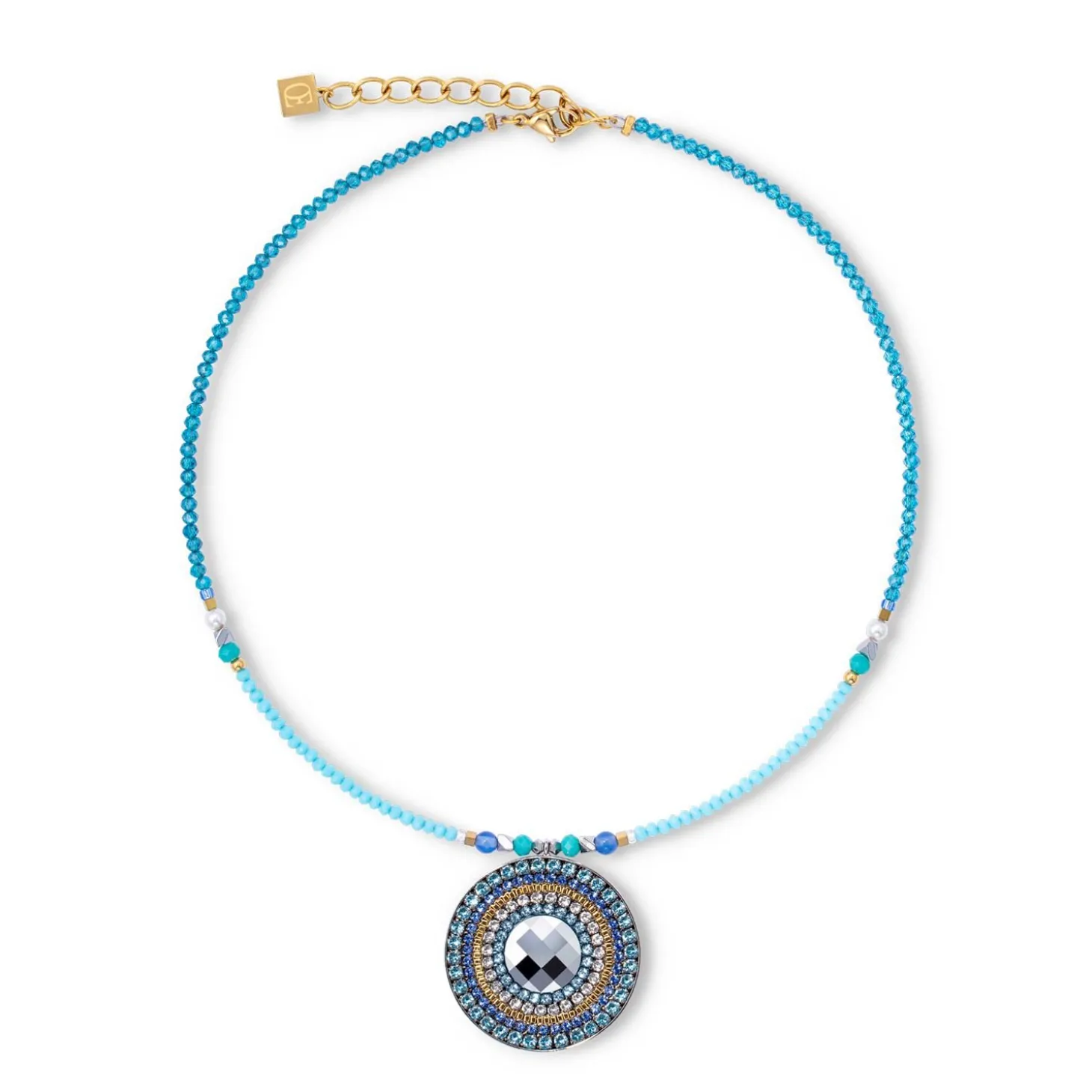 COEUR DE LION Edelsteinketten-Halskette Amulett Ocean Vibes Türkis Gold