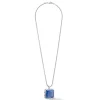 COEUR DE LION Lange Halsketten-Halskette Amulett Spikes Quadratischer Aventurin Silber-Blau
