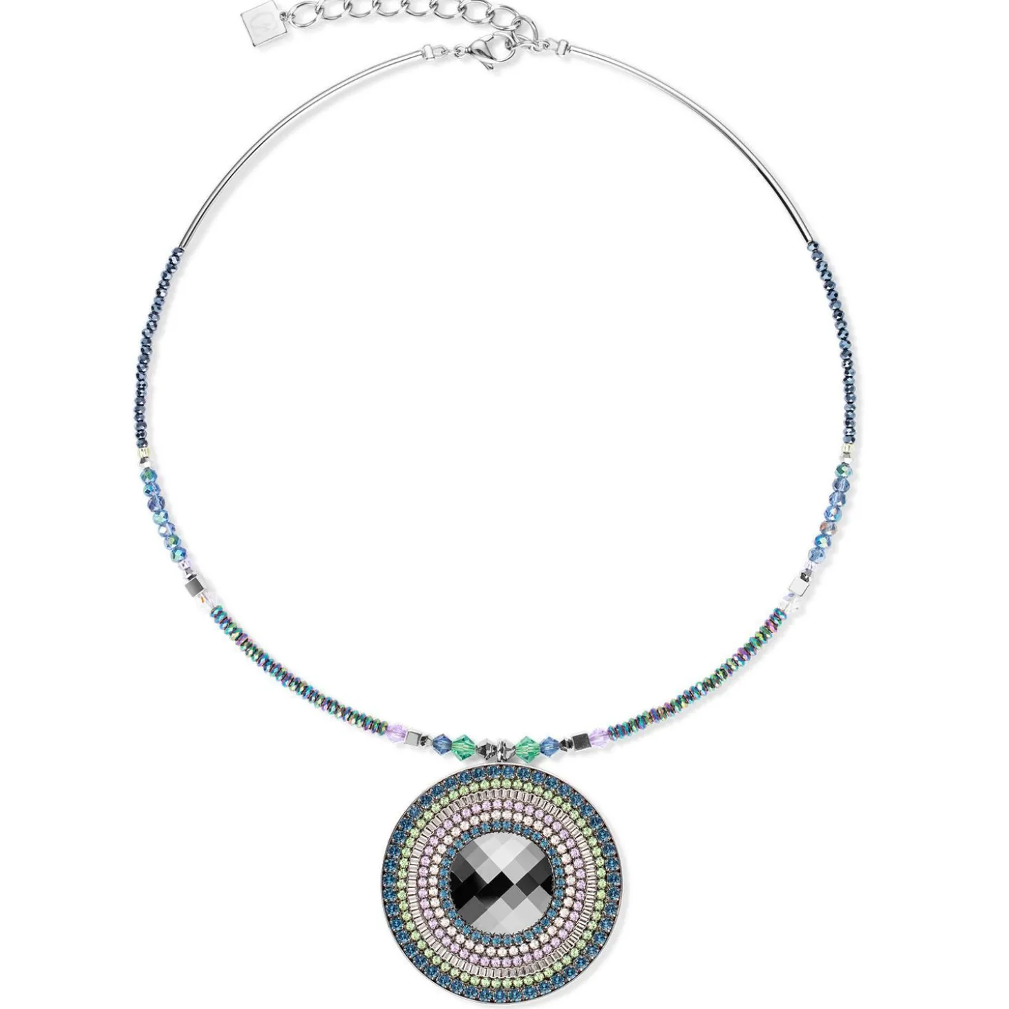 COEUR DE LION Kristallketten-Halskette Amulett Statement Dunkelgrün