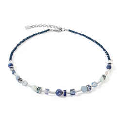 COEUR DE LION Echter Stein-Halskette Atlantis Spheres Silber-Blau
