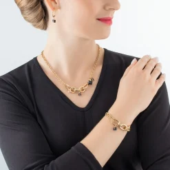 COEUR DE LION Halsketten mit Anhänger-Halskette Chunky Chain Gold-Schwarz