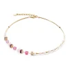 COEUR DE LION Edelsteinketten-Halskette Geocube® Fusion Precious Pearl Mix Gold-Rosa
