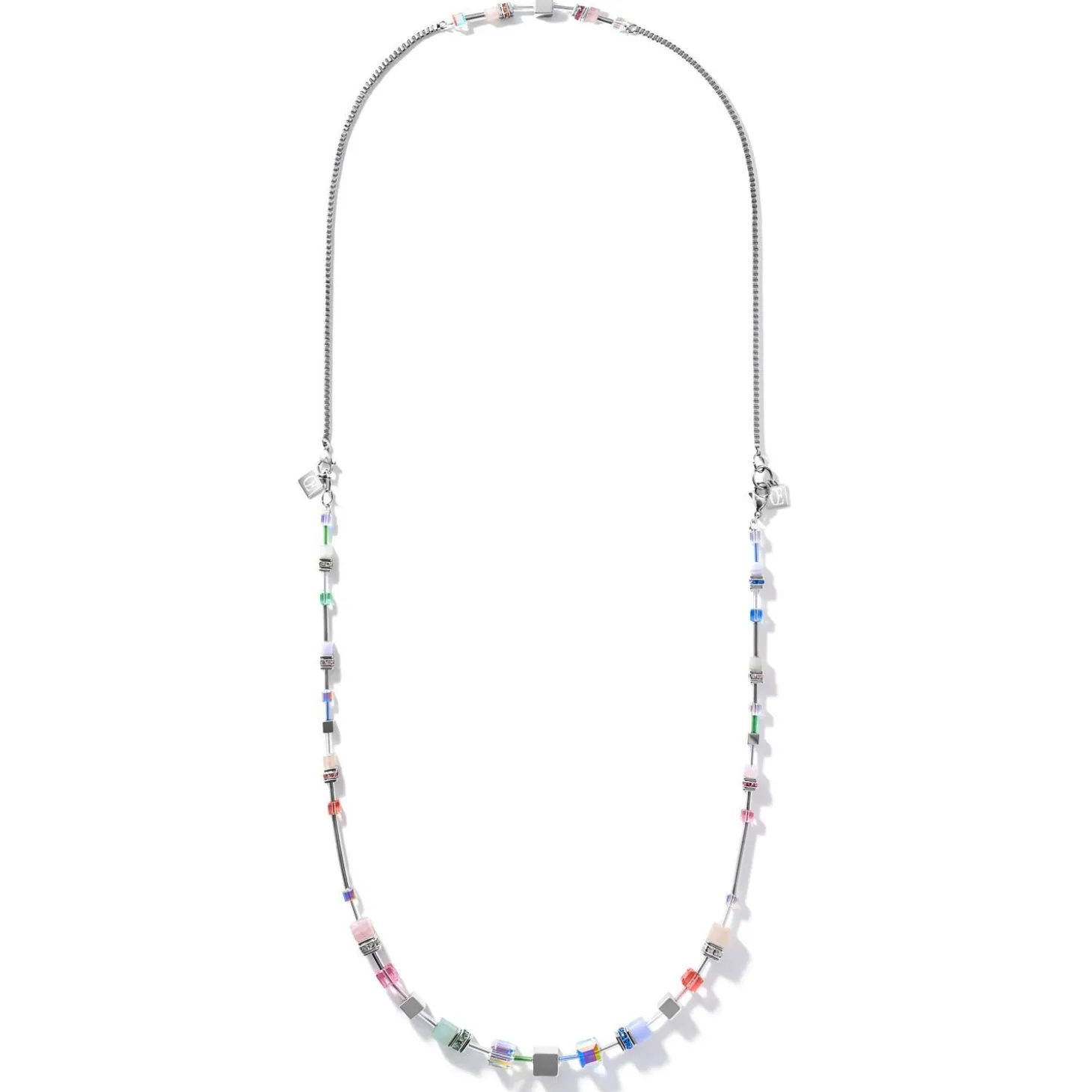 COEUR DE LION Multiwear-Halsketten-Halskette Geocube® Multitask 4-In-1 Summer Multi Pastell-Silber