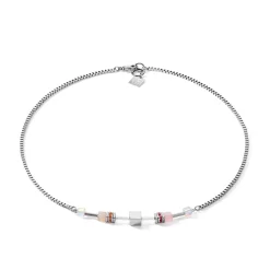 COEUR DE LION Multiwear-Halsketten-Halskette Geocube® Multitask 4-In-1 Summer Multi Pastell-Silber