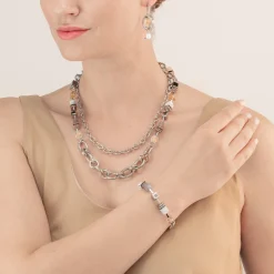 COEUR DE LION Multiwear-Halsketten-Halskette Geocube® Statement Precious Chunky Chain Multiwear Grau-Beige
