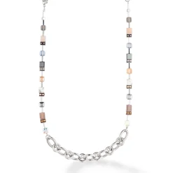 COEUR DE LION Multiwear-Halsketten-Halskette Geocube® Statement Precious Chunky Chain Multiwear Grau-Beige
