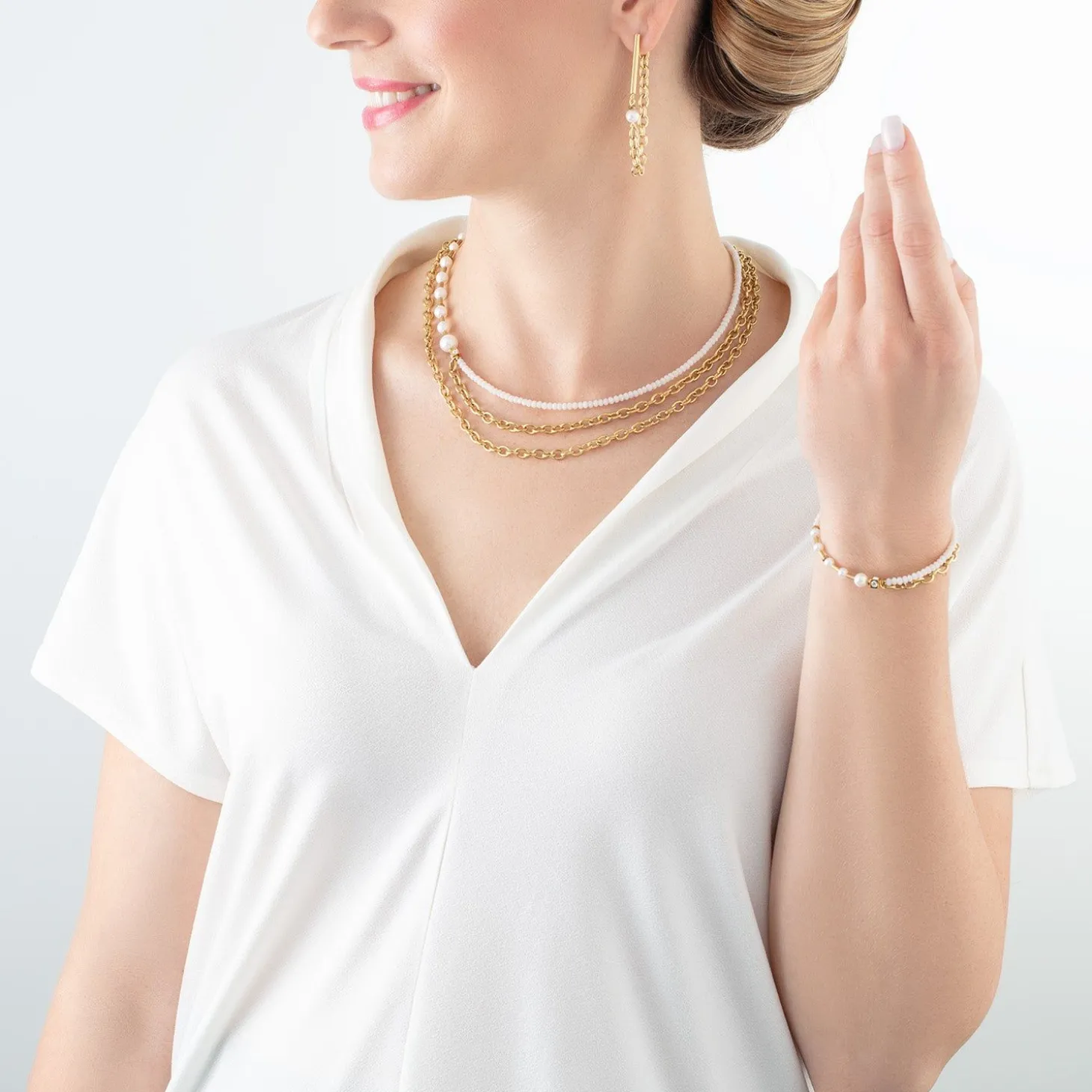 COEUR DE LION Festliche Kollektion-Halskette Kette & Pearl Fever Weißgold