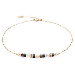 COEUR DE LION Edelsteinketten-Halskette Mini Cubes & Kette Gold-Schwarz
