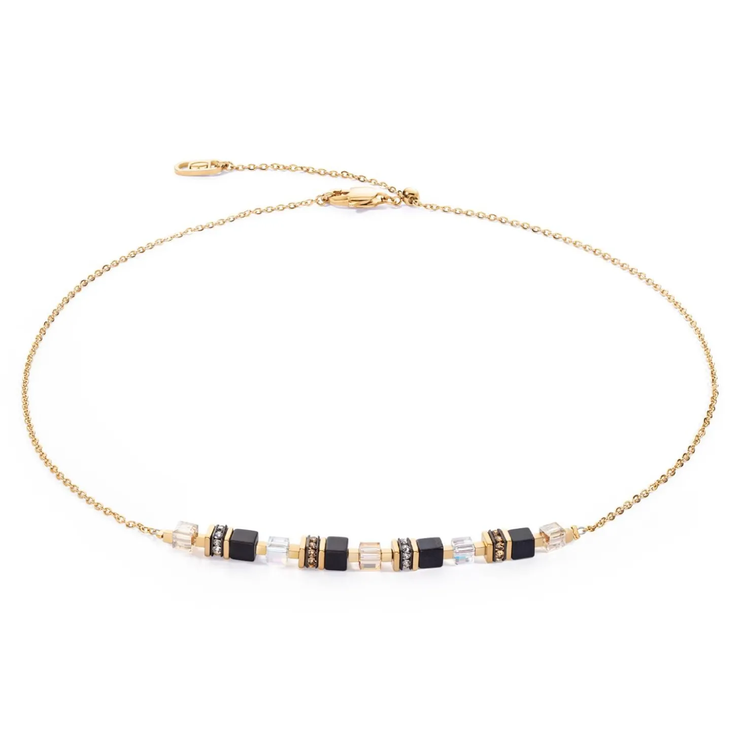 COEUR DE LION Edelsteinketten-Halskette Mini Cubes & Kette Gold-Schwarz