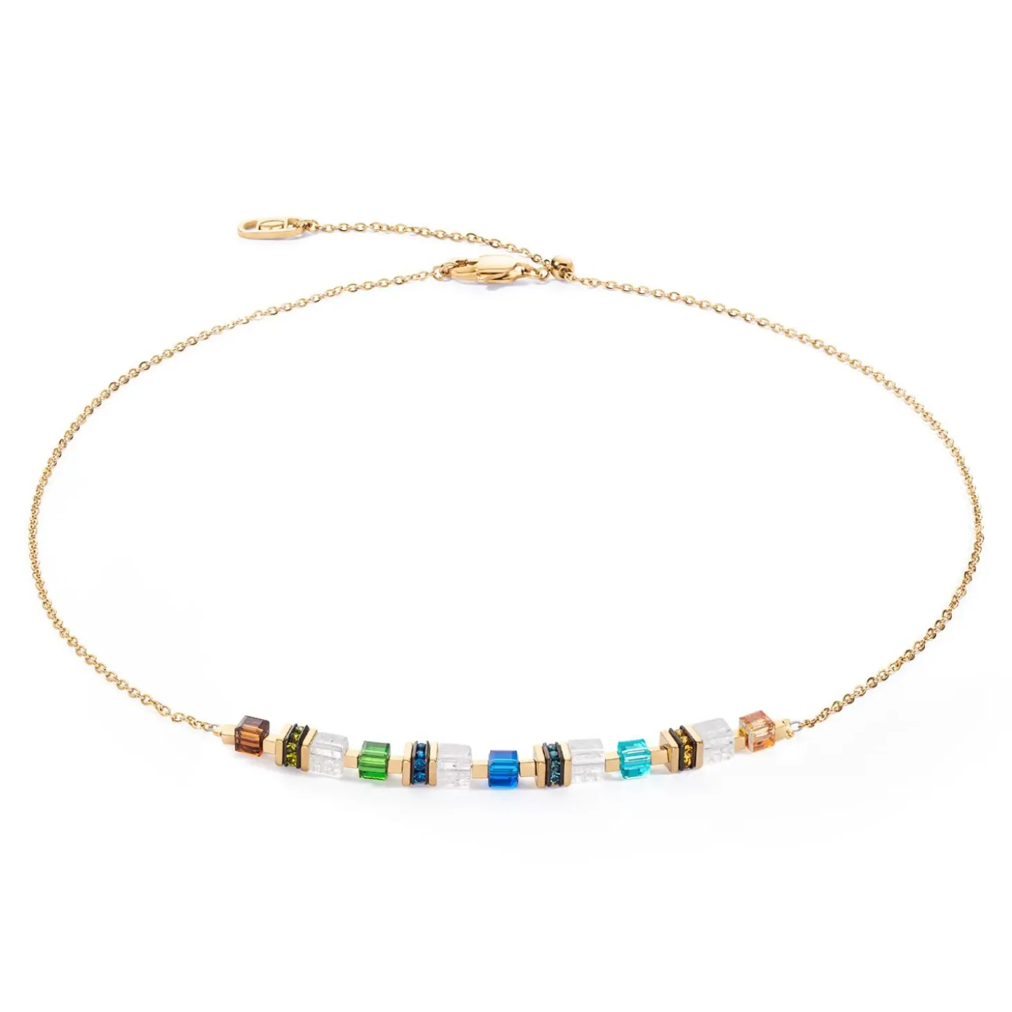COEUR DE LION Edelsteinketten-Halskette Mini Cubes & Kette Gold-Mehrfarbig