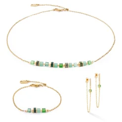 COEUR DE LION Edelsteinketten-Halskette Mini Cubes & Kette Gold-Grün