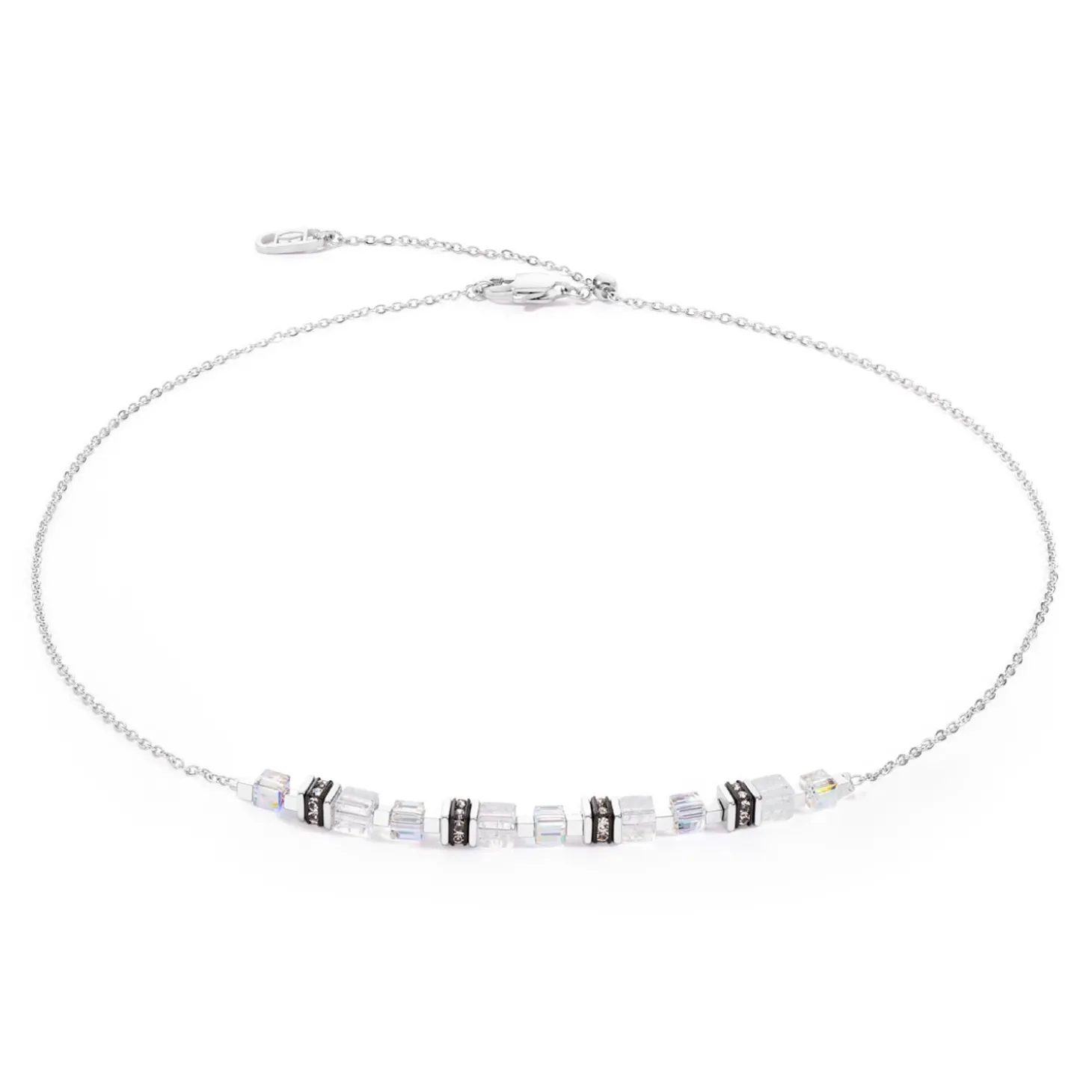 COEUR DE LION Edelsteinketten-Halskette Mini Cubes & Kette Silber-Weiß