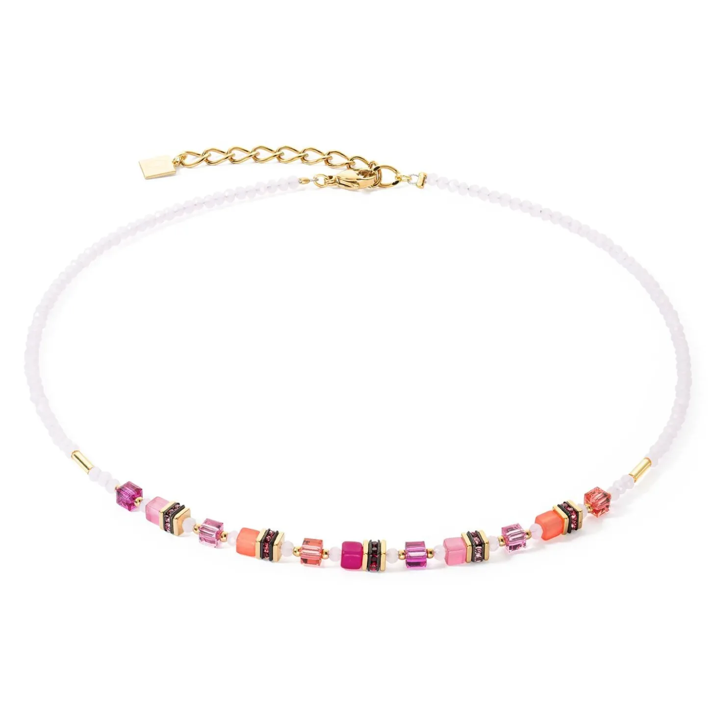 COEUR DE LION Kristallhalsketten-Halskette Mini Cubes Magenta