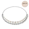 COEUR DE LION Hochzeit-Halskette mit Süßwasserperlen und klobiger Kette, 4-in-1, Weiß-Silber