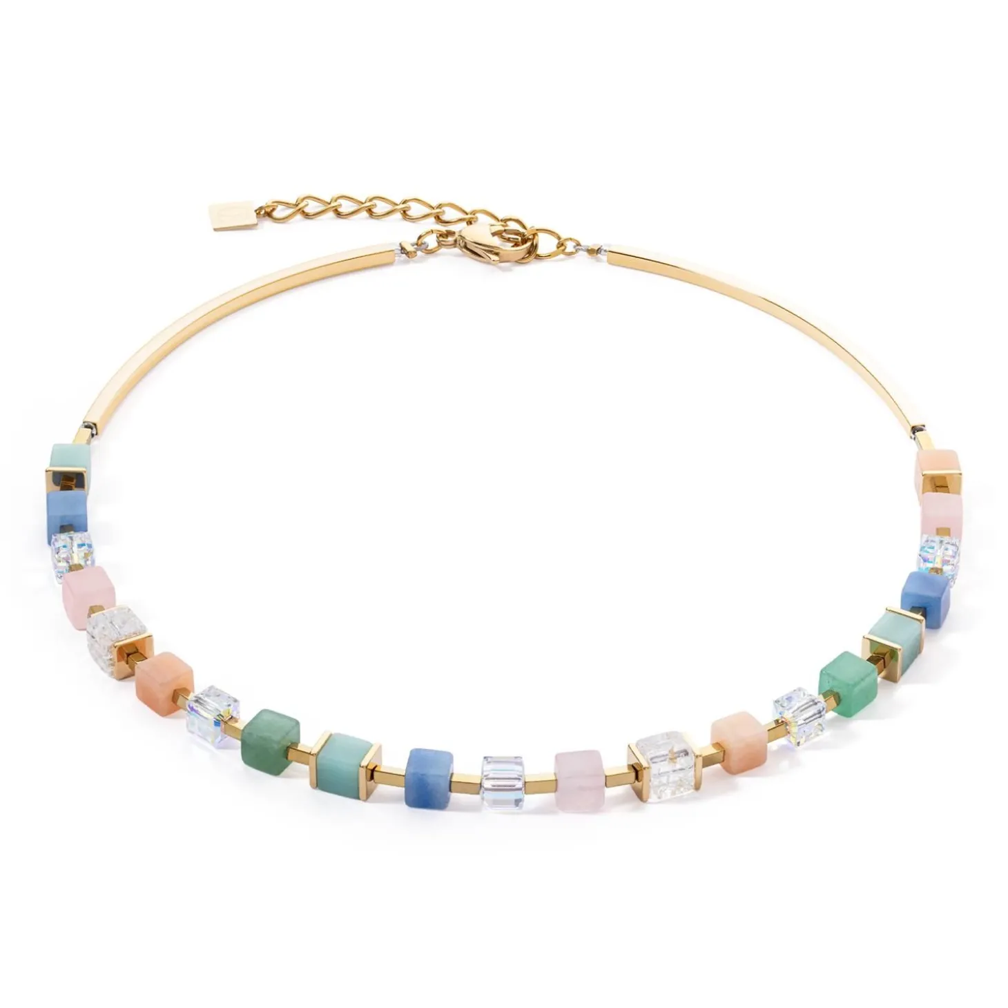 COEUR DE LION Edelsteinketten-Halskette Precious Classic Cubes Mehrfarbig-Sanft