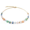 COEUR DE LION Edelsteinketten-Halskette Precious Statement Cubes Mehrfarbig-Sanft