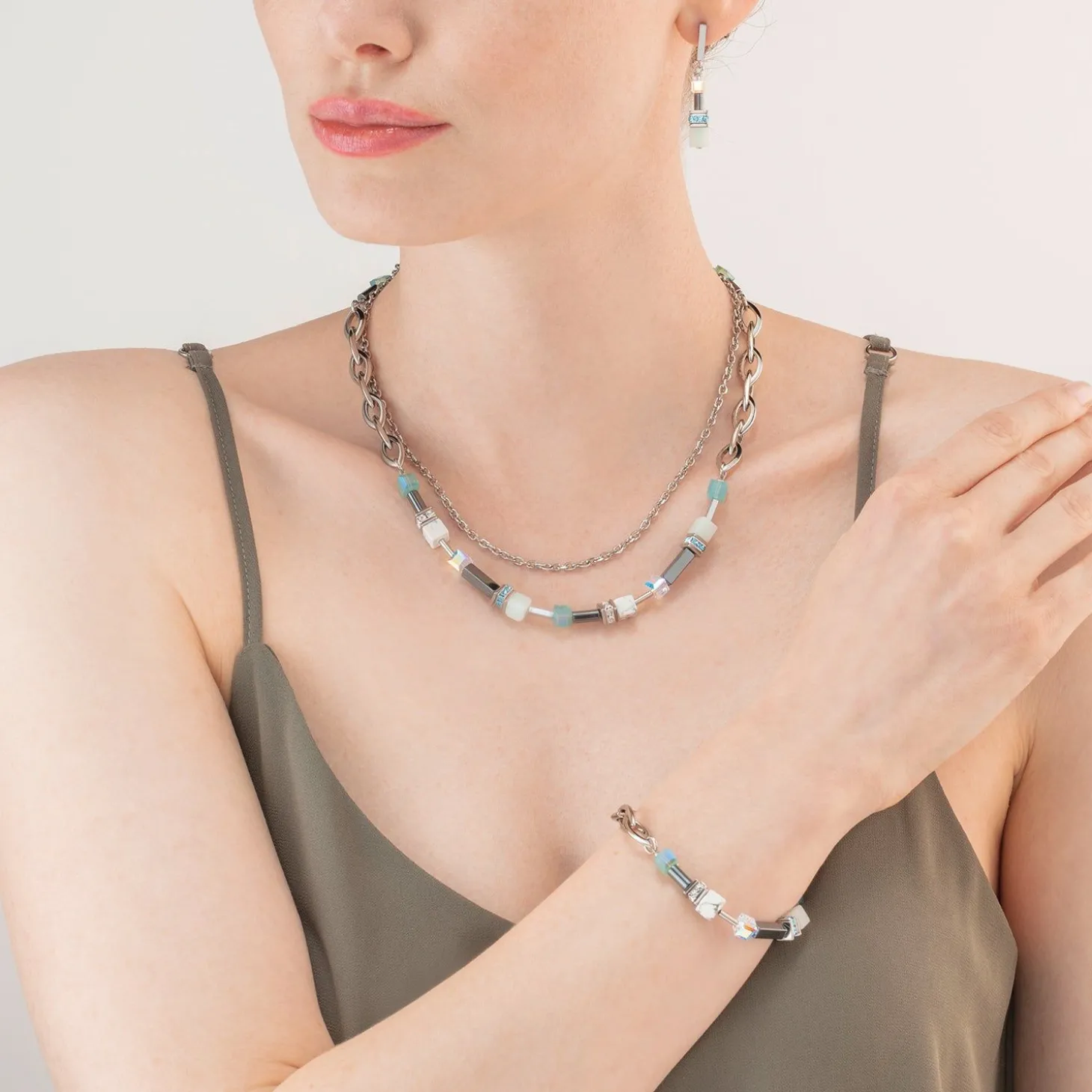 COEUR DE LION Multiwear-Halsketten-Halskette Shape-Mix Multiwear Mintgrün