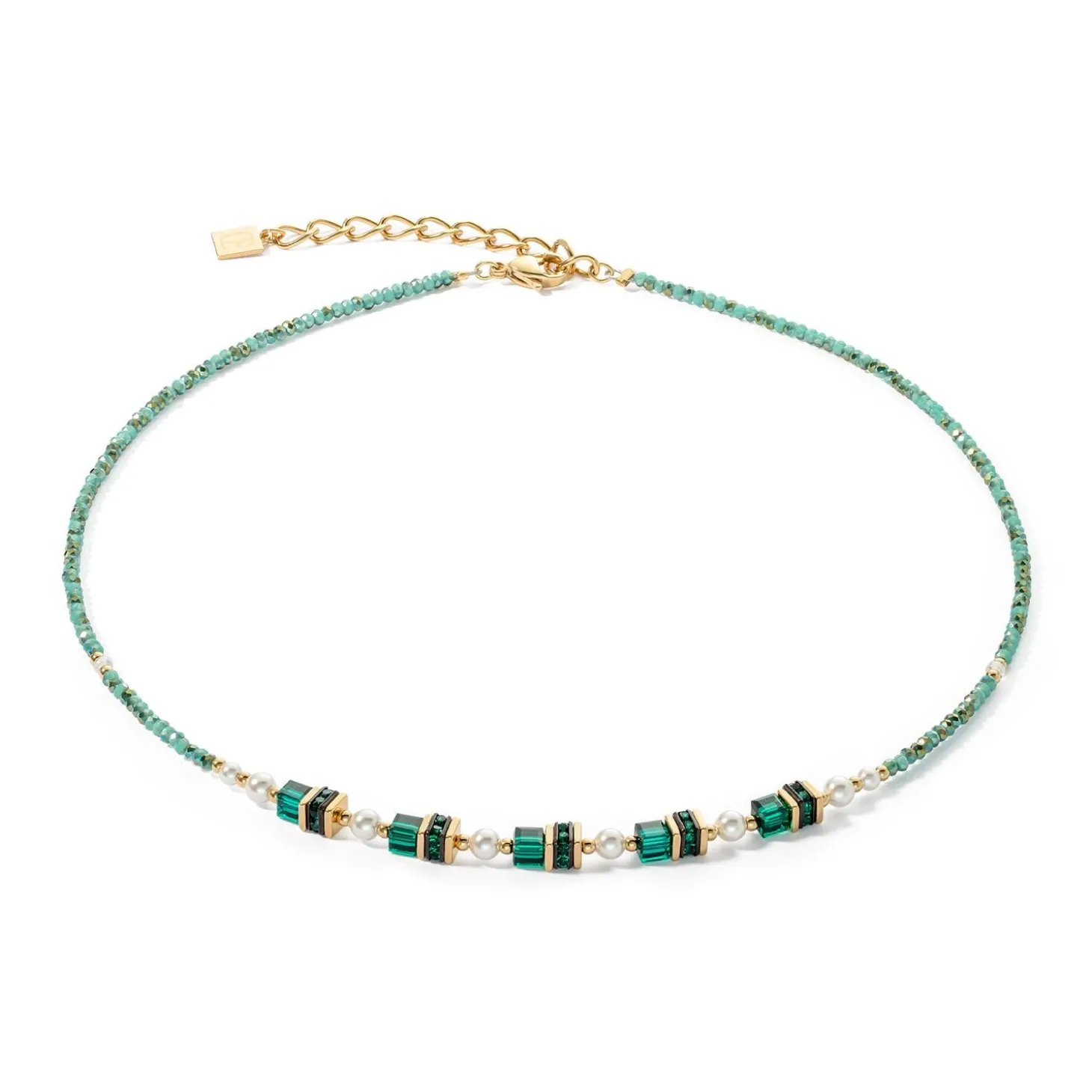 COEUR DE LION Festliche Kollektion-Halskette Sparkling Princess Gold-Grün