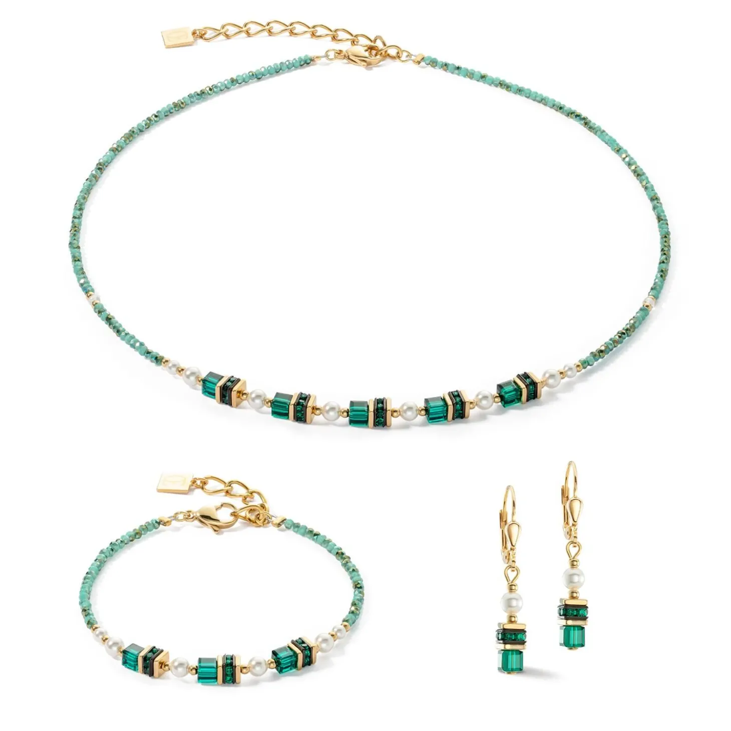 COEUR DE LION Festliche Kollektion-Halskette Sparkling Princess Gold-Grün