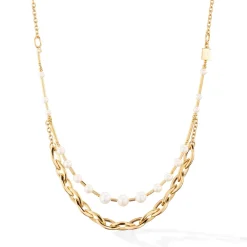 COEUR DE LION Multiwear-Halsketten-Halskette Süßwasserperlen & klobige Kette Navette Multiwear Weißgold