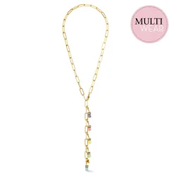 COEUR DE LION Multiwear-Halsketten-Happy Iconic Cube Charm Halskette Gold Pastell