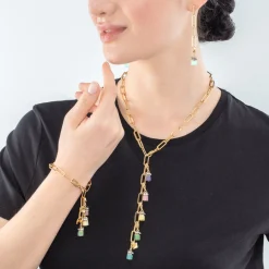 COEUR DE LION Multiwear-Halsketten-Happy Iconic Cube Charm Halskette Gold Pastell