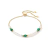 COEUR DE LION Hochzeit-Harmonie-Armband aus Süßwasserperlen und Malachitgold