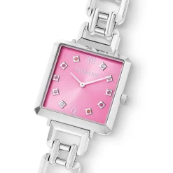 COEUR DE LION Uhren-Ikonische Cube-Statement-Uhr Viva Magenta Silber